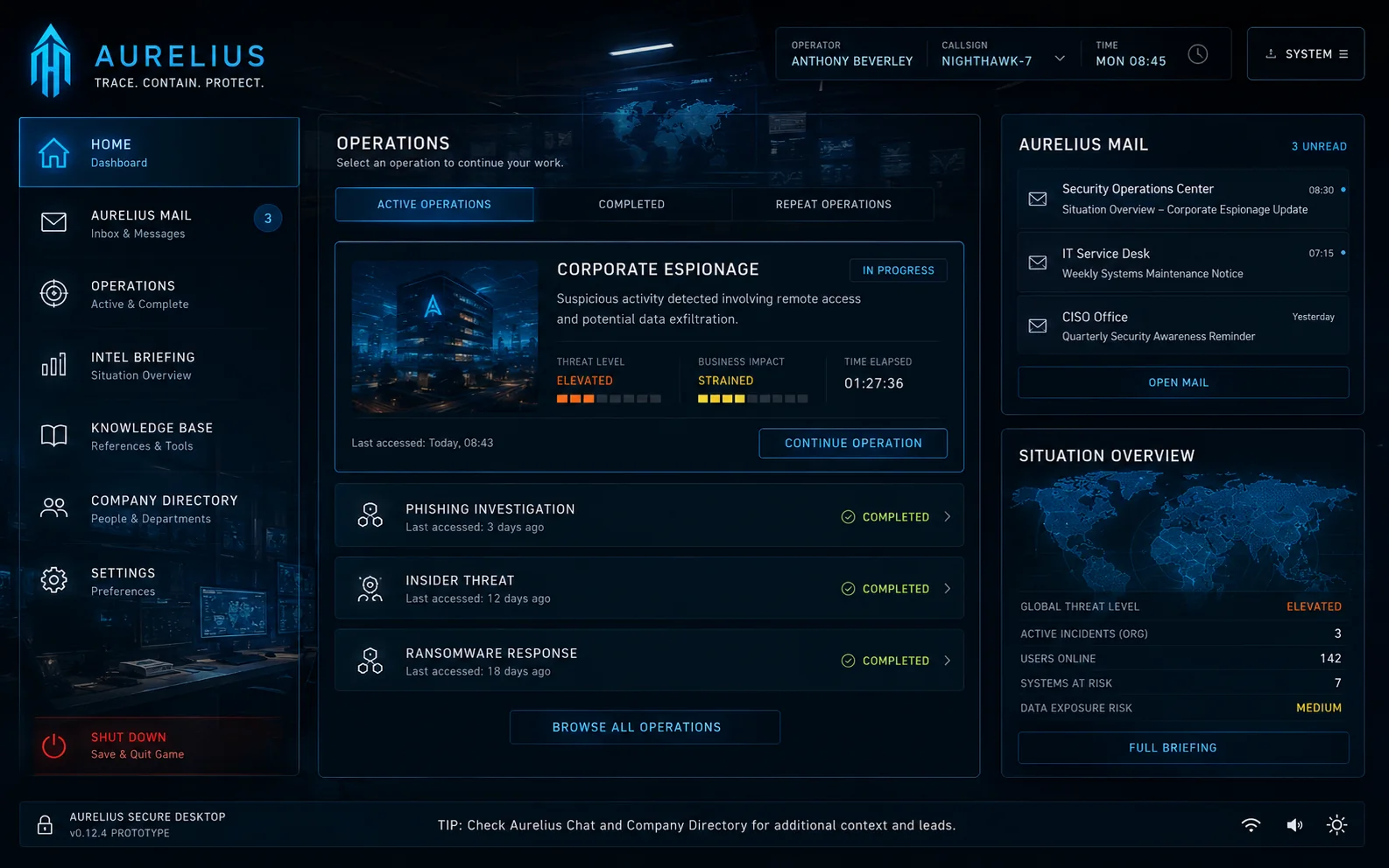 Early Aurelius operations hub concept